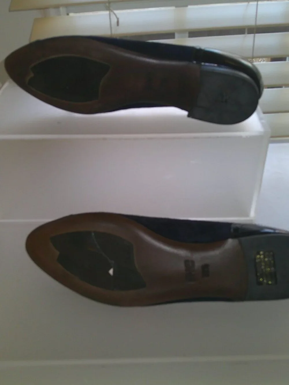 AGL Cap Toe Ballet Flats 39.5 (US 9.5) Navy Suede Leather Bow Italy Minimalist